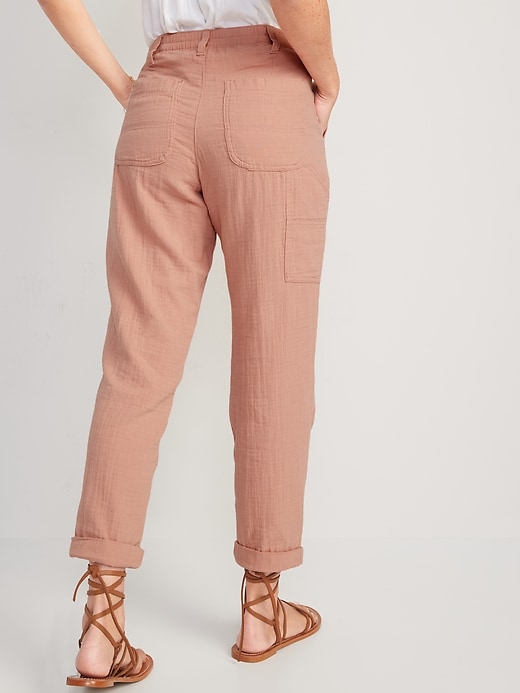 Image number 2 showing, High-Waisted Slouchy Cropped Tapered Workwear Pants