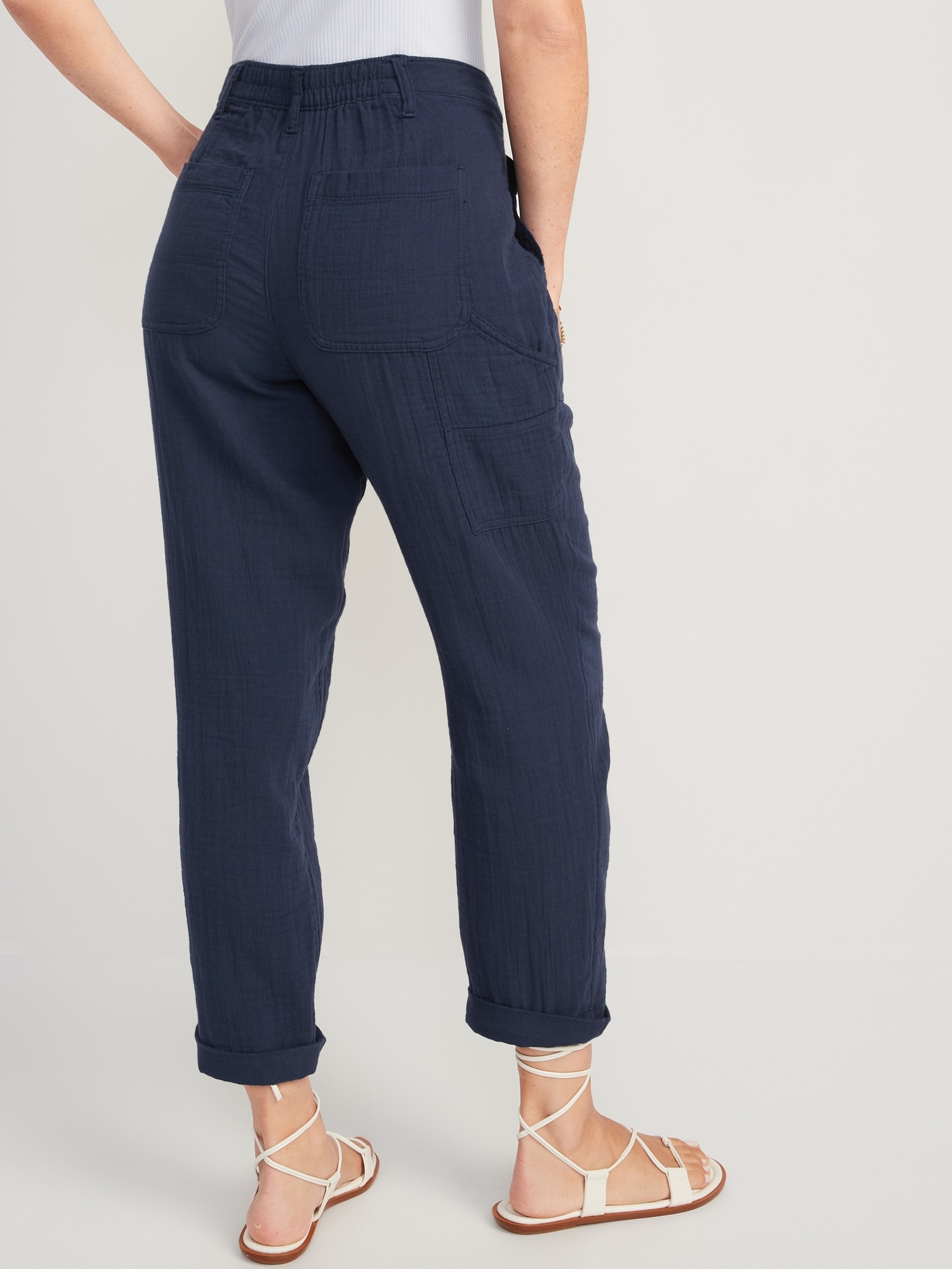High-Waisted Slouchy Cropped Tapered Workwear Pants for Women | Old Navy