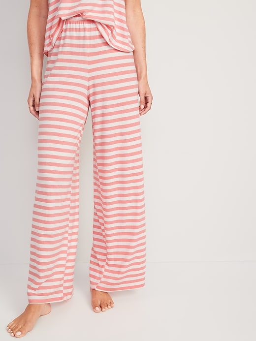 Image number 1 showing, High-Waisted Sunday Sleep Wide-Leg Pajama Pants