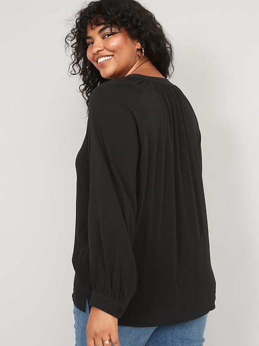Split-Neck Long-Sleeve Button-Front Blouse for Women | Old Navy