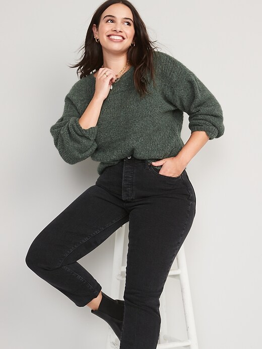 Image number 3 showing, Cozy Plush-Yarn Textured-Knit Sweater for Women