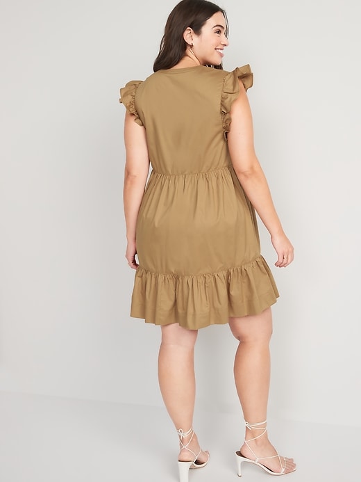 Image number 6 showing, Ruffle-Sleeve Cotton-Poplin Mini Shift Dress for Women