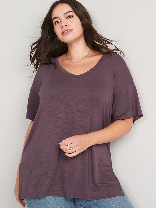 Image number 5 showing, Oversized Luxe Slub-Knit Tunic T-Shirt for Women