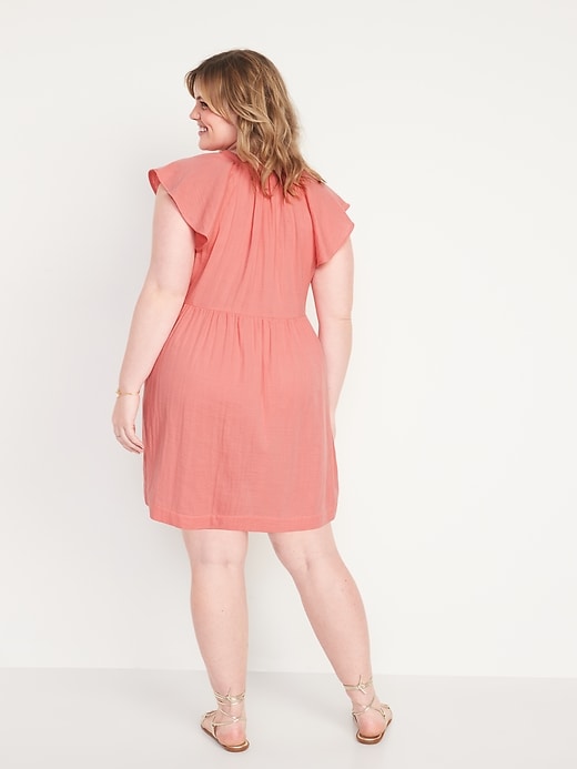 Image number 8 showing, Flutter-Sleeve V-Neck Mini Swing Dress for Women