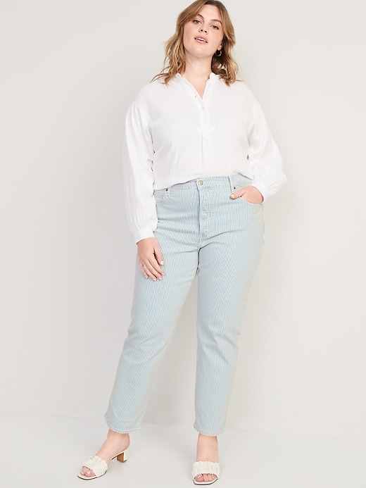 Image number 3 showing, Extra High-Waisted Button-Fly Sky-Hi Straight Striped Jeans for Women