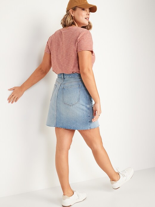 Image number 6 showing, Higher High-Waisted Button-Fly O.G. Straight Non-Stretch Mini Cut-Off Jean Skirt for Women