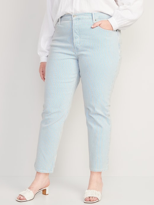 Image number 5 showing, Extra High-Waisted Button-Fly Sky-Hi Straight Striped Jeans for Women