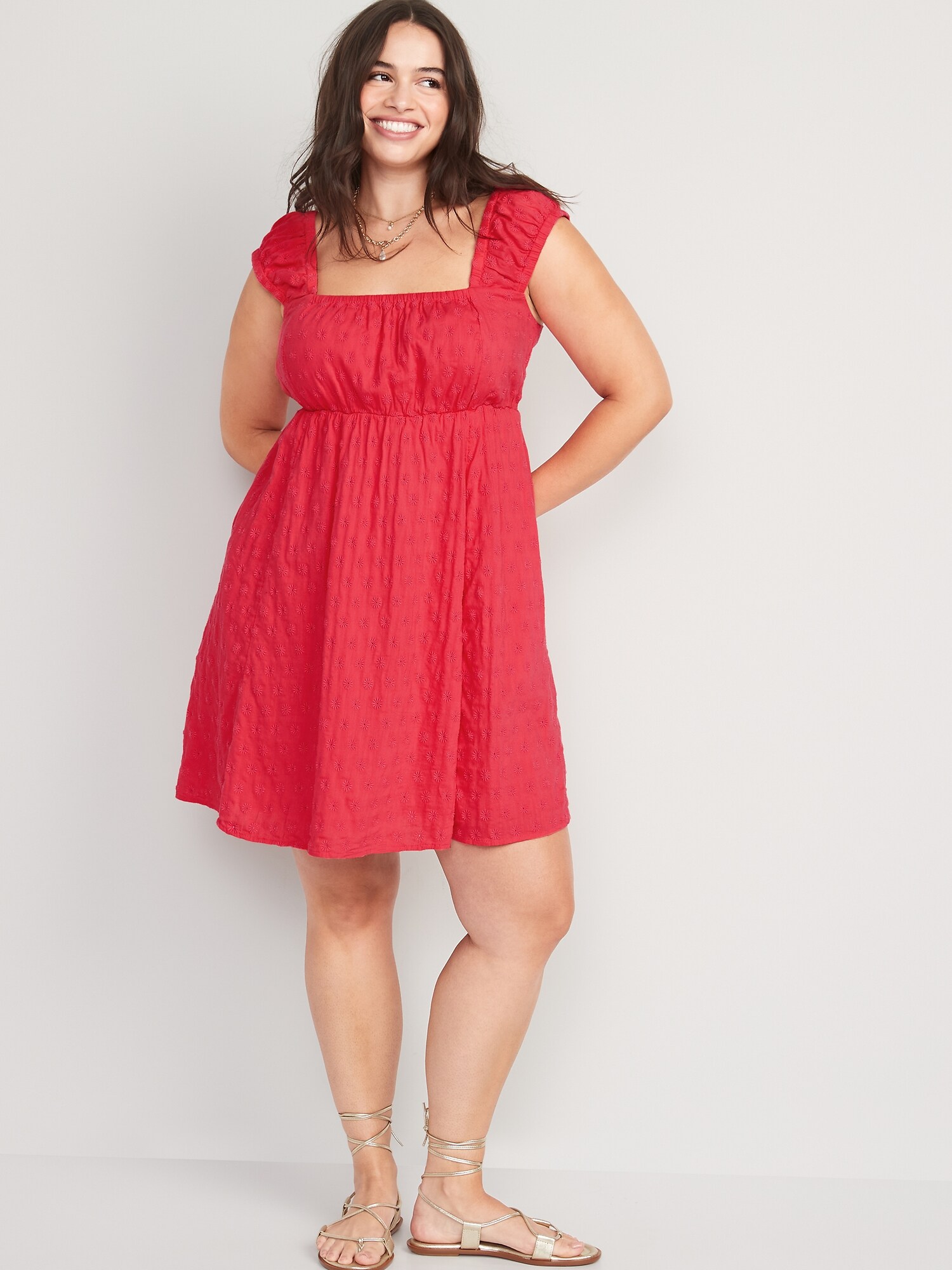 Cap-Sleeve Floral-Print Cutout Bow 