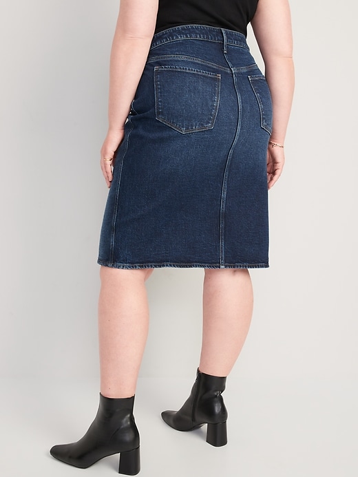 Higher High-Waisted Button-Fly Midi Jean Pencil Skirt for Women | Old Navy