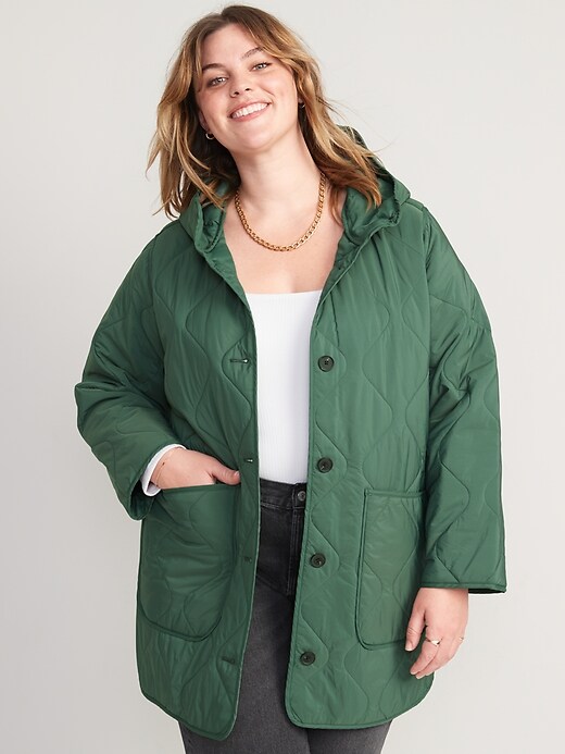 Hooded Quilted Utility Coat for Women Old Navy