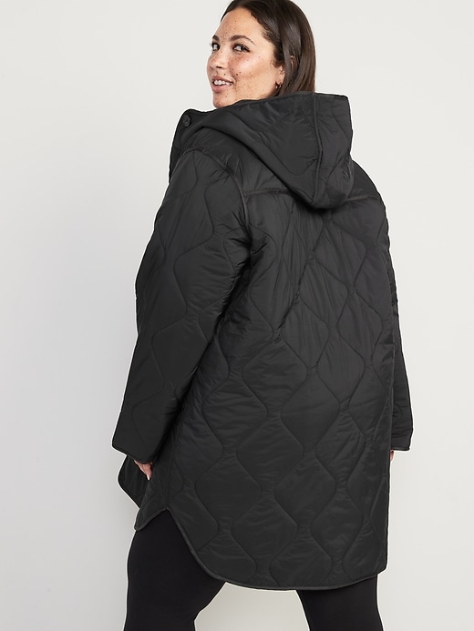 Image number 8 showing, Hooded Quilted Utility Coat for Women