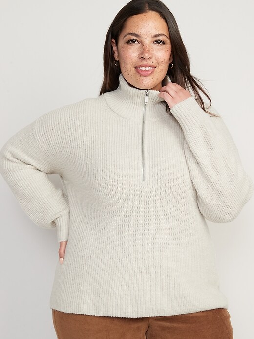Image number 7 showing, Rib-Knit Quarter-Zip Sweater for Women