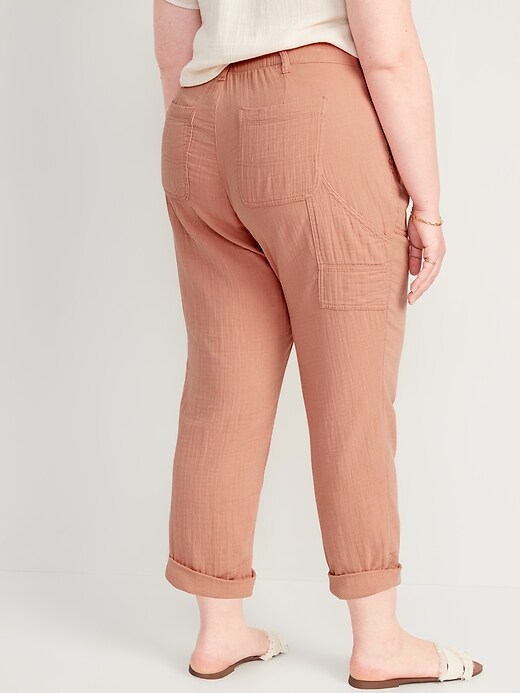 Image number 8 showing, High-Waisted Slouchy Cropped Tapered Workwear Pants for Women