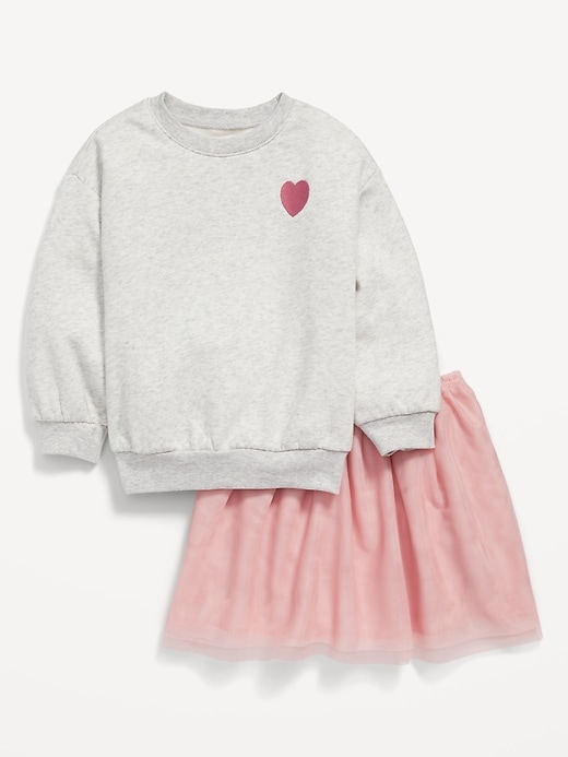 French-Terry Sweatshirt and Tulle Tutu Skirt for Toddler Girls