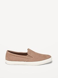 Perforated Faux-Suede Slip-On Sneakers for Women