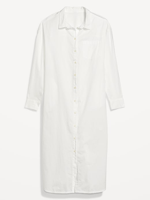 Image number 4 showing, Long-Sleeve Cotton-Poplin Midi Shirt Dress