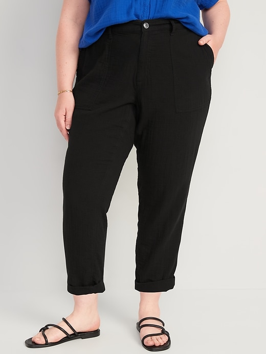 Image number 7 showing, High-Waisted Slouchy Cropped Tapered Workwear Pants for Women