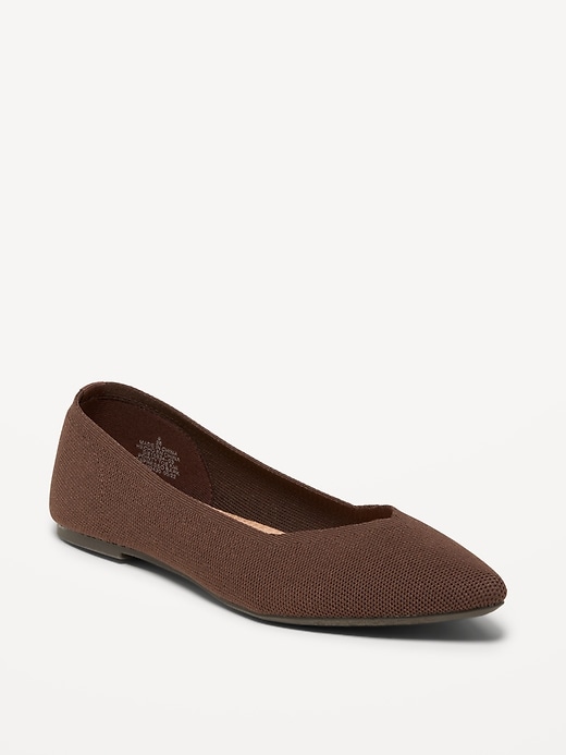 View large product image 1 of 1. Textured-Knit Pointy-Toe Ballet Flats