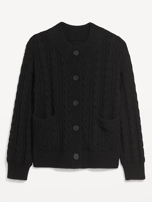 Image number 3 showing, Cozy Cable-Knit Button-Front Cardigan Sweater