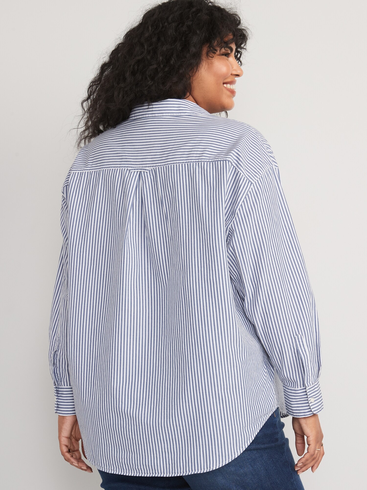 Oversized Striped Boyfriend Shirt | Old Navy