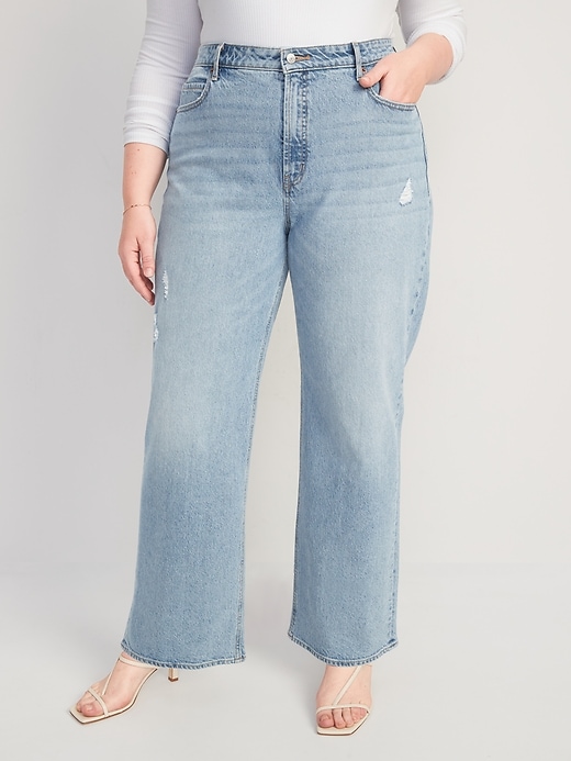 Image number 7 showing, Extra High-Waisted Ripped Wide-Leg Jeans for Women