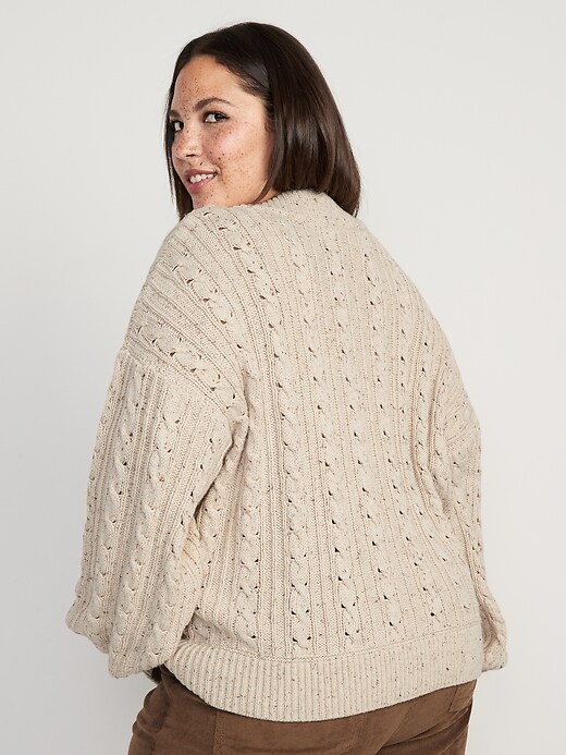 Image number 8 showing, Speckled Cable-Knit Cardigan Sweater for Women