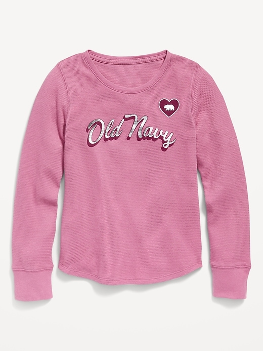 View large product image 1 of 1. Long-Sleeve Logo-Graphic Thermal-Knit T-Shirt for Girls