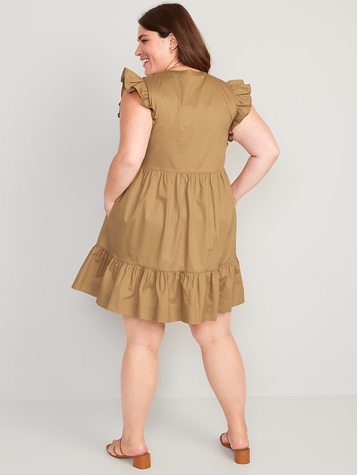 Image number 8 showing, Ruffle-Sleeve Cotton-Poplin Mini Shift Dress for Women