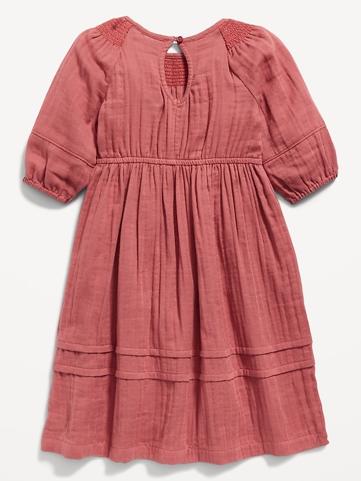 Smocked 3/4-Sleeve Swing Dress for Toddler Girls