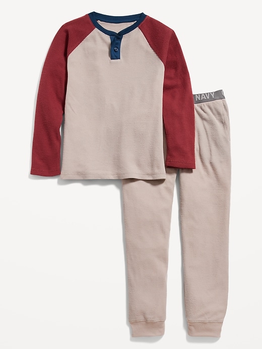 Thermal-Knit Raglan-Sleeve Henley Pajama Set for Boys | Old Navy
