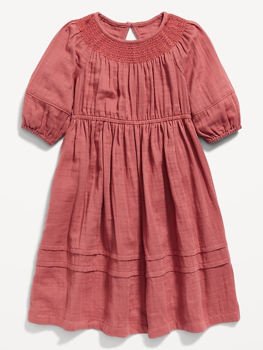 Smocked 3/4-Sleeve Swing Dress for Toddler Girls