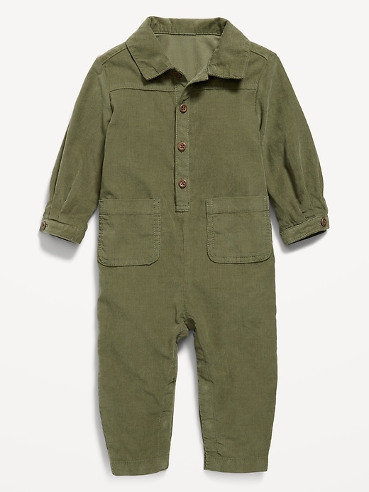Corduroy Long-Sleeve Workwear Jumpsuit for Baby