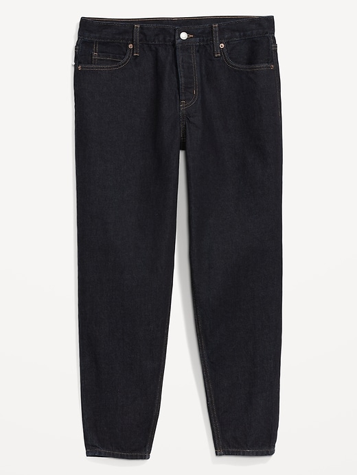 Image number 4 showing, Mid-Rise Button-Fly Slouchy Taper Black Cropped Non-Stretch Jeans