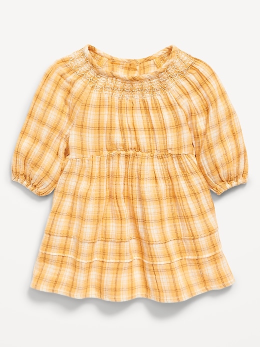View large product image 1 of 2. Plaid 3/4-Sleeve Dress for Baby