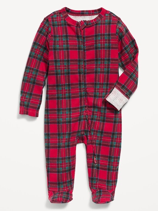 View large product image 1 of 2. Unisex Sleep & Play Matching Print 2-Way-Zip Footed One-Piece for Baby