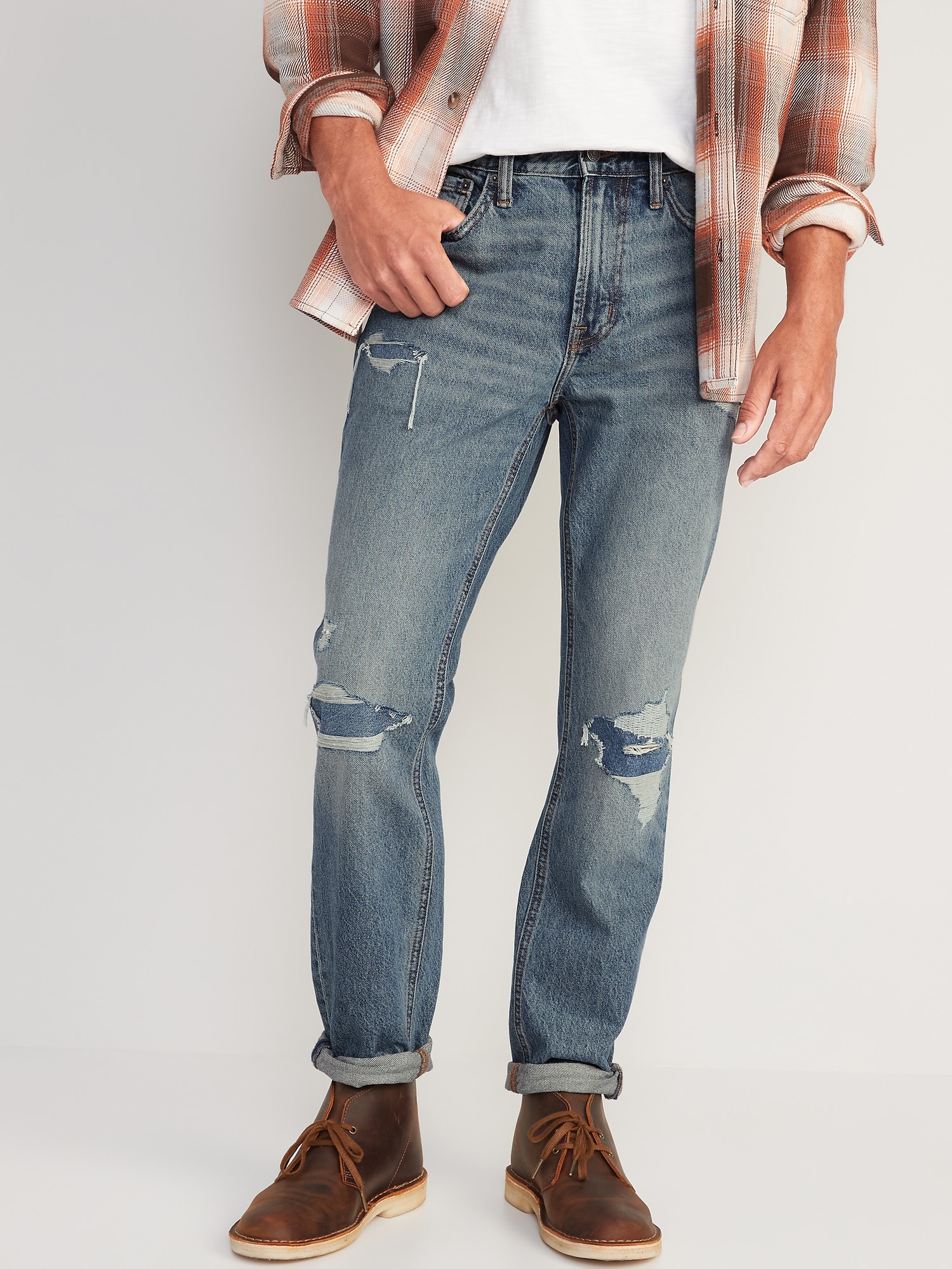 Original Taper Ripped Non-Stretch Jeans for Men | Old Navy