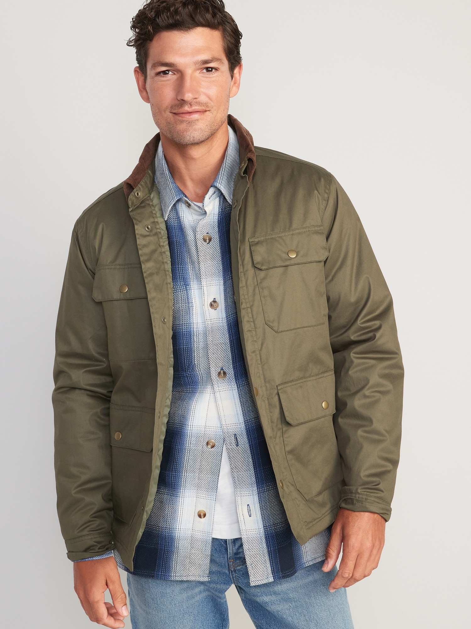 Old Navy Men's Water-Resistant Cotton-Twill Barn Coat (various sizes in heritage green)