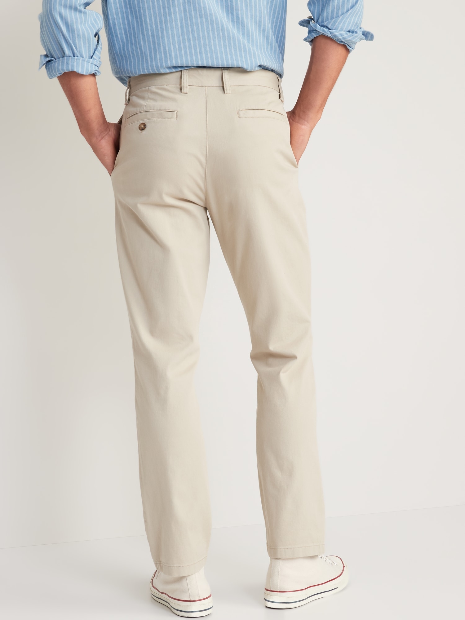Mens White Cotton Blend Solid Chinos