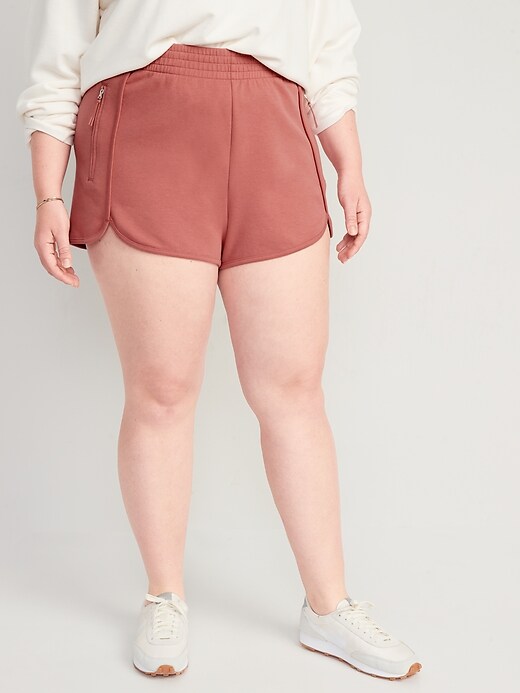 Image number 7 showing, High-Waisted Dynamic Fleece  Dolphin-Hem Sweat Shorts for Women -- 3-inch inseam