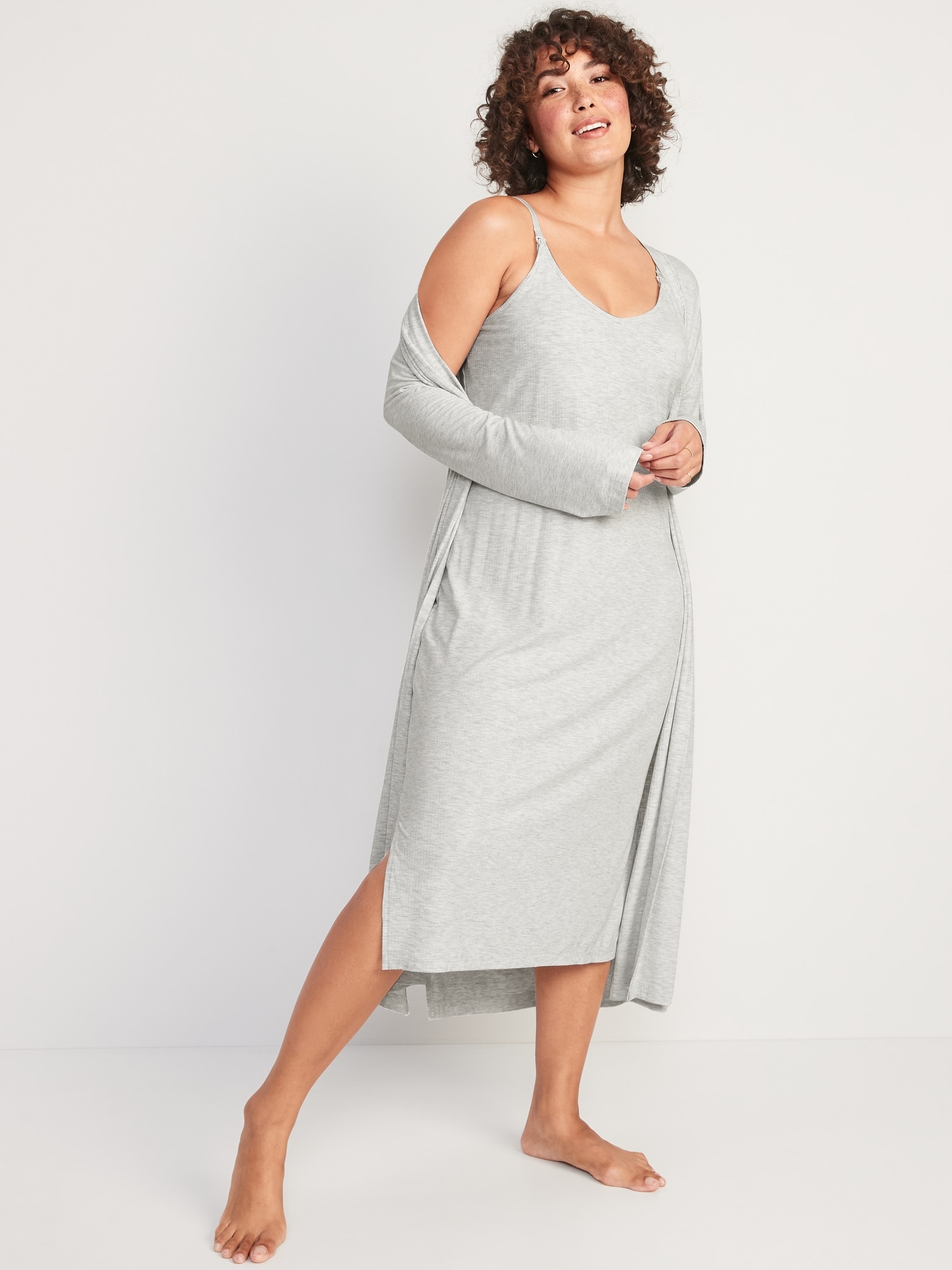 Maternity Sunday Sleep Rib-Knit Robe & Nursing Nightgown Set | Old Navy