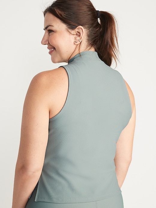 Image number 6 showing, PowerSoft Rib-Knit Mock-Neck Sleeveless Top