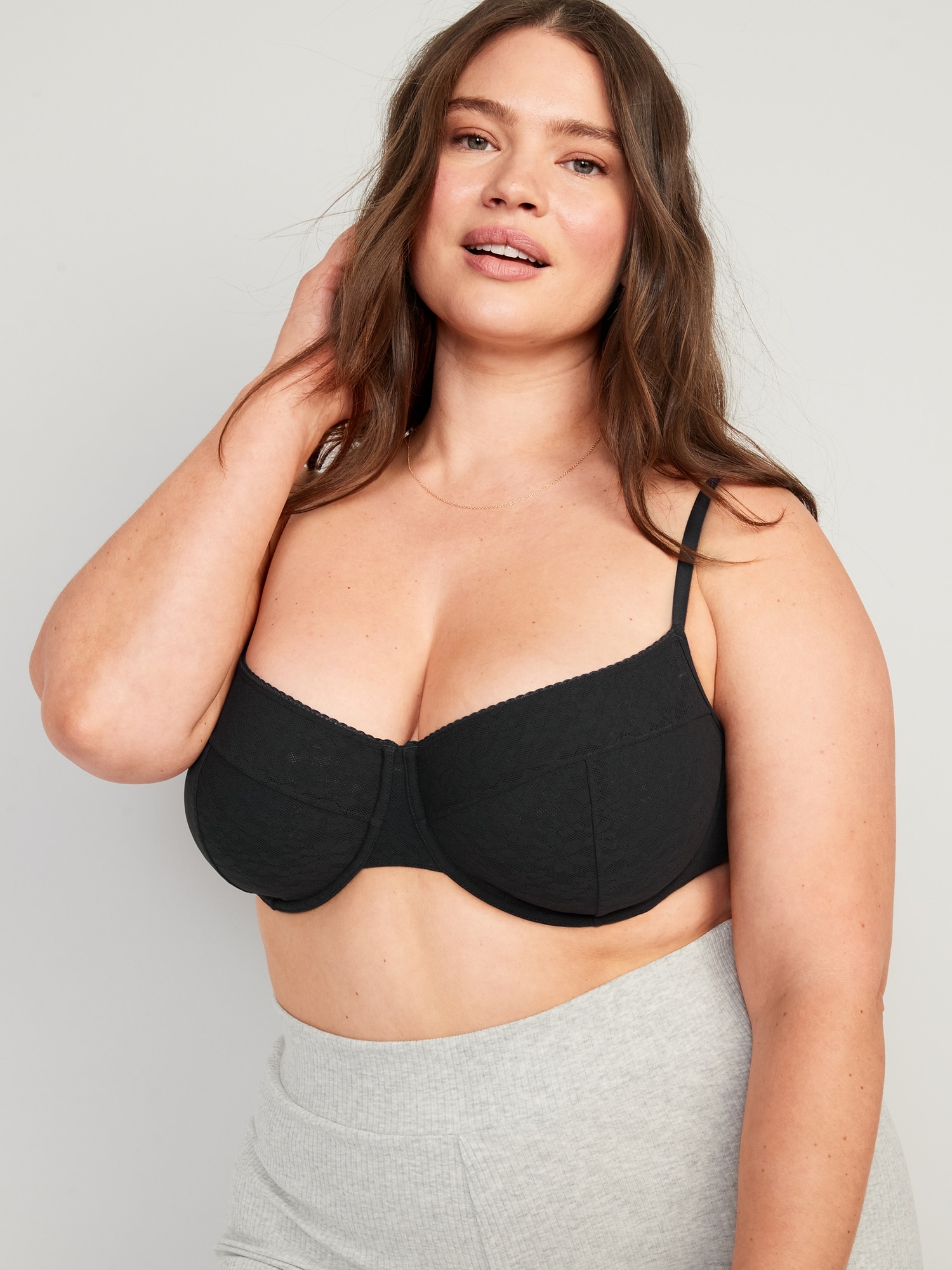 Plus Size Basic Balconette Bra Natural Contouring Concealed Underwire Mesh  Stretch Supportive
