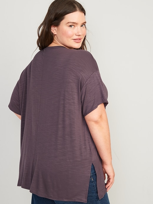 Image number 8 showing, Oversized Luxe Slub-Knit Tunic T-Shirt for Women
