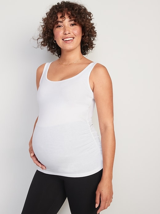Maternity First Layer Rib-Knit Side-Shirred Tank Top 3-Pack