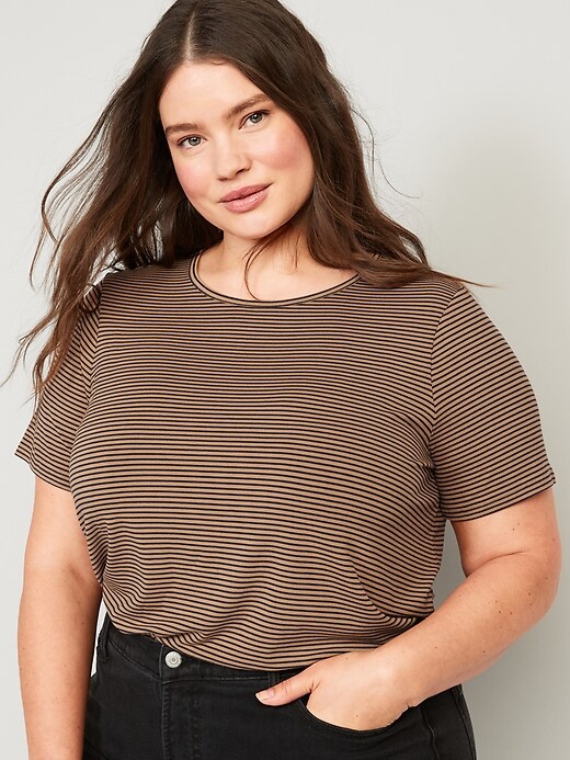 Image number 7 showing, Short-Sleeve Luxe Striped T-Shirt for Women