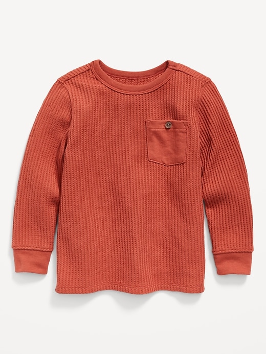 View large product image 1 of 1. Unisex Thermal-Knit Long-Sleeve Pocket T-Shirt for Toddler