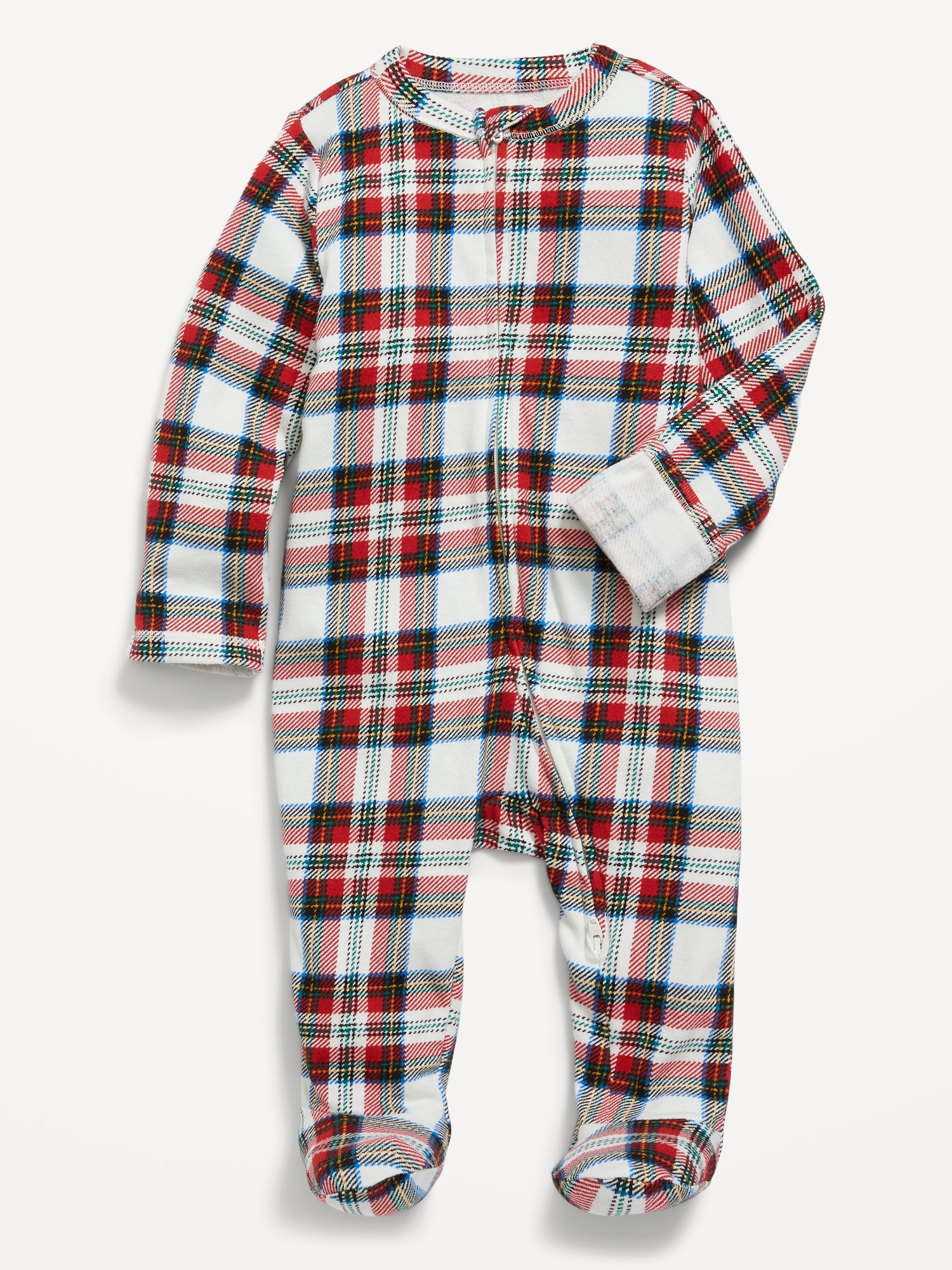 Unisex Sleep & Play Matching Print 2-Way-Zip Footed One-Piece for Baby