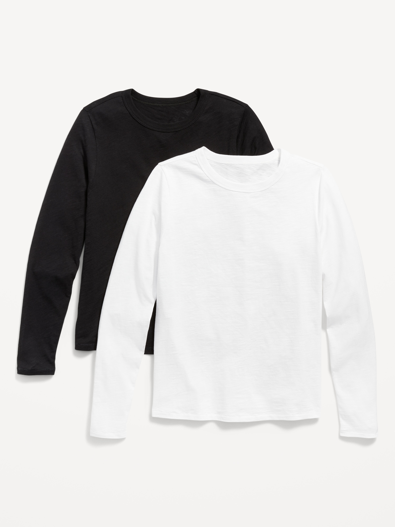 Old Navy EveryWear Long-Sleeve Slub-Knit T-Shirt 2-Pack for Women black. 1