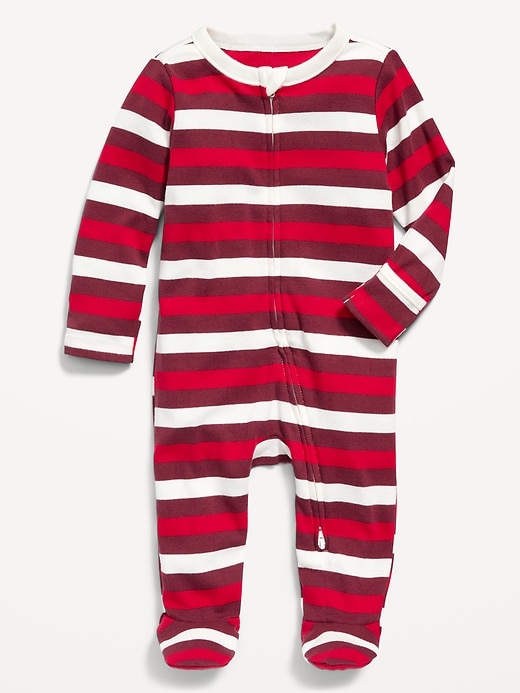 View large product image 1 of 2. Unisex Sleep & Play Matching Print 2-Way-Zip Footed One-Piece for Baby