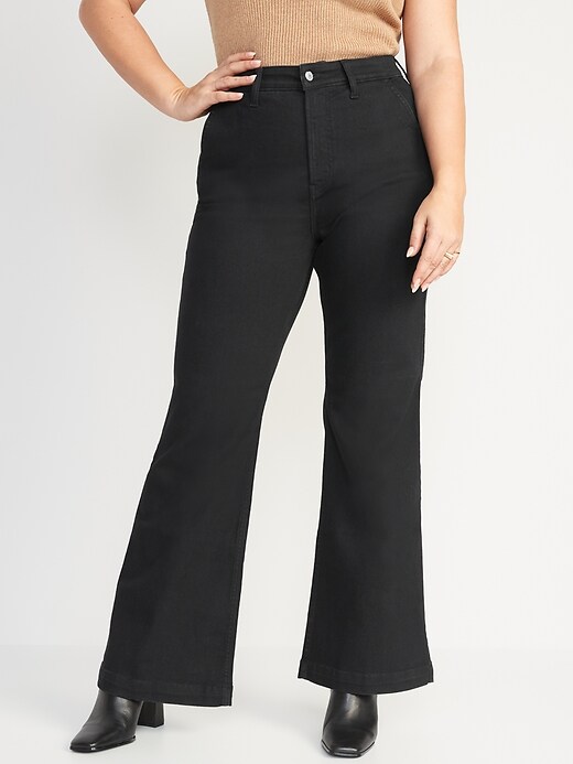 Extra High-Waisted 360° Stretch Trouser Flare Black Jeans for Women